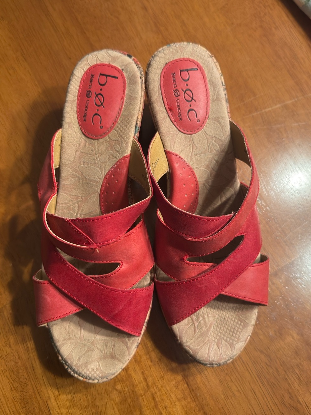 Y2K b.o.c. Red Crossover Slip-On Mules